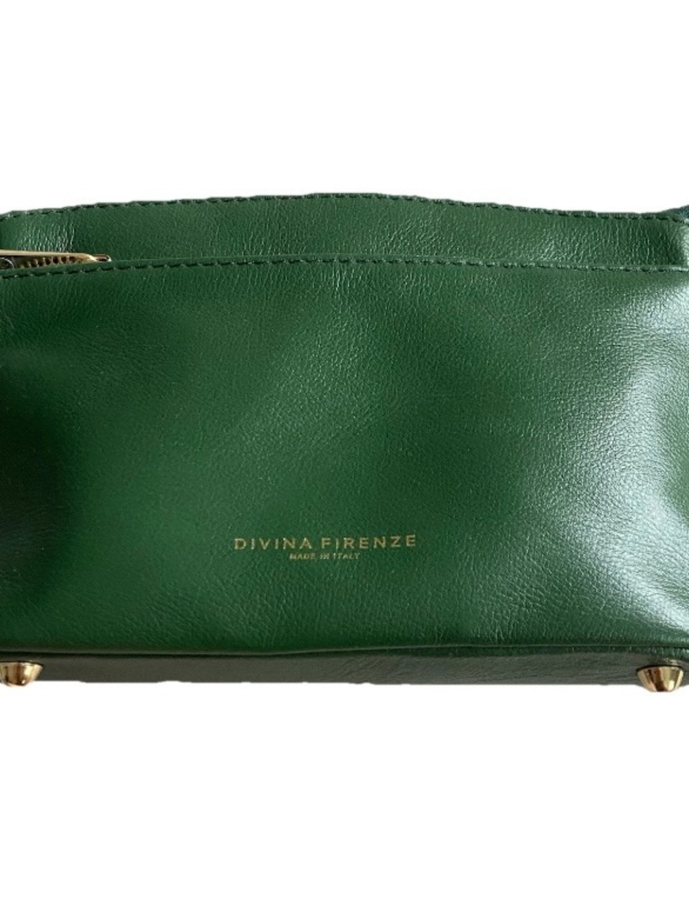 Divina Firenze Green Italian Leather Triple-Zip Crossbody and Shoulder Bag